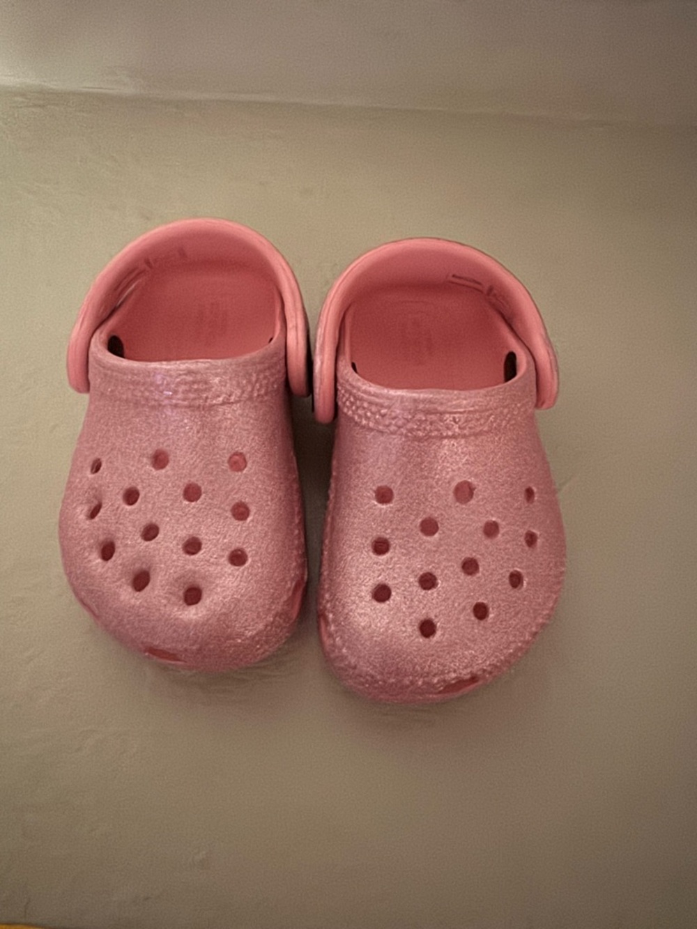 Kids sparkly Pink Slip-On Clog Shoes
